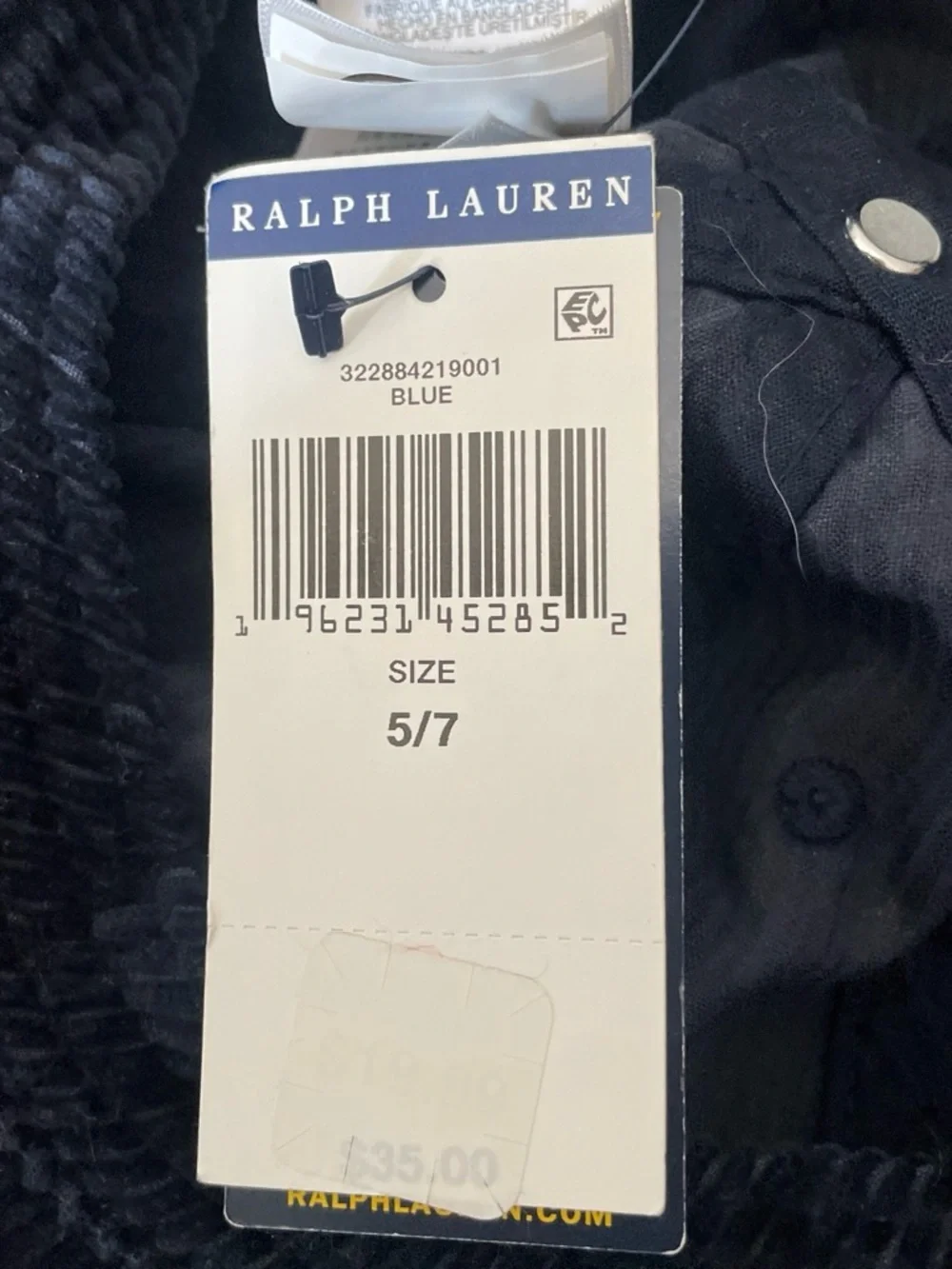 Polo Ralph Lauren Kids 4 7 NWT Navy Corduroy Adjustable Pony Baseball Cap